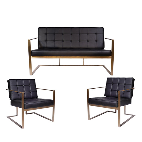 مبل اداری نیم ست طلایی هرمس بدون جلو مبلی