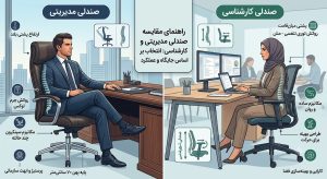 راهنمای انتخاب صندلی مدیریت در مقابل صندلی کارشناسی؛ تفاوت در ابعاد و پرستیژ