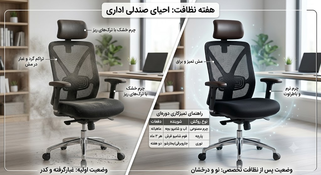 نحوه تمیز کردن و نگهداری از روکش‌های چرمی و پارچه‌ای صندلی